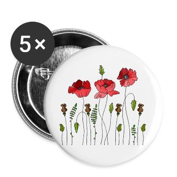 Fleur - Lot de 5 grands badges (56 mm) - blanc - Devant