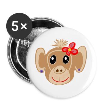 Monkey Girl Monkey Kids - Buttons large 2.2''/56 mm (5-pack) - white - Front