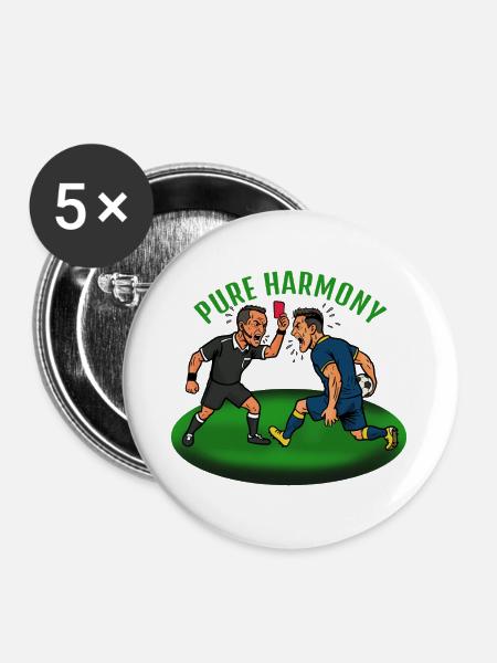 Pure Harmony: Meckern im Fußball - Buttons groß 56 mm (5er Pack) - Weiß