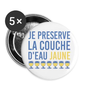 Je préserve la couche d’eau jaune humour apéro - Lot de 5 grands badges (56 mm) - blanc - Devant