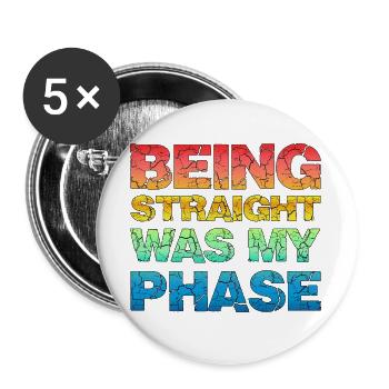 Être hétéro était ma phase de design rétro LGBTQ - Lot de 5 grands badges (56 mm) - blanc - Devant
