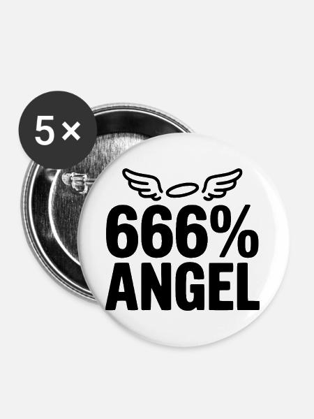 666 % Engel - Buttons groß 56 mm (5er Pack) - Weiß