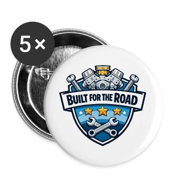 Built for the Road: Mechanic Crest - Buttons large 2.2''/56 mm (5-pack) - white - Front