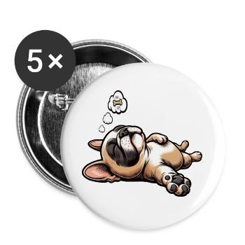Bouledogue français Frenchie Propriétaire de Frenchie - Lot de 5 grands badges (56 mm) - blanc - Devant