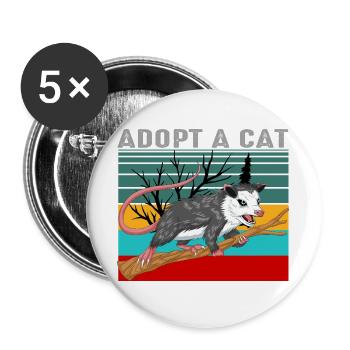 Vintage-Opossum-Shirt – Retro Adopt A Cat - Buttons groß 56 mm (5er Pack) - Weiß - Vorne