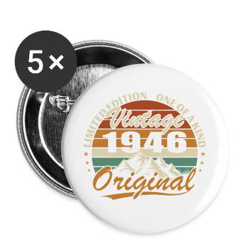 1946 Vintage Retro Birthday Gift - Buttons large 2.2''/56 mm (5-pack) - white - Front