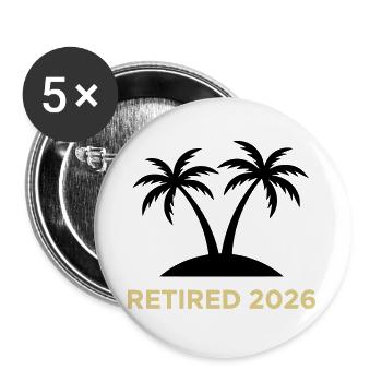 Logo des palmiers de pension retraite 2026 - Lot de 5 grands badges (56 mm) - blanc - Devant
