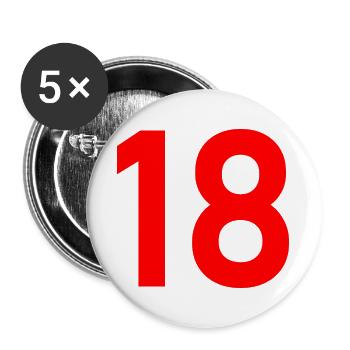 18. 18 JAHRE ALT. 18-JÄHRIGES JUBILÄUM. 18. GEBURTSTAG. - Buttons groß 56 mm (5er Pack) - Weiß - Vorne