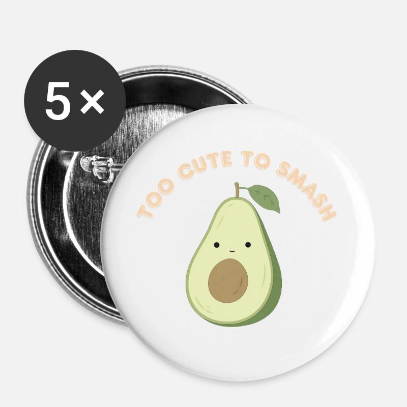 Avocado Cute to Smash - Buttons groß 56 mm (5er Pack) - Weiß