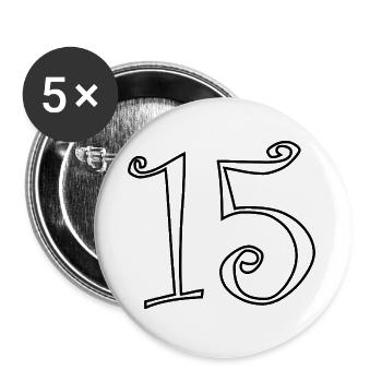 15. 15 YEARS. 15th ANNIVERSARY. 15 YEAR ANNIVERSARY. - Buttons large 2.2''/56 mm (5-pack) - white - Front