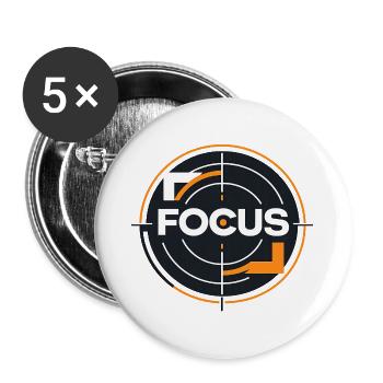 Fokus Zielkreis Logo - Buttons groß 56 mm (5er Pack) - Weiß - Vorne