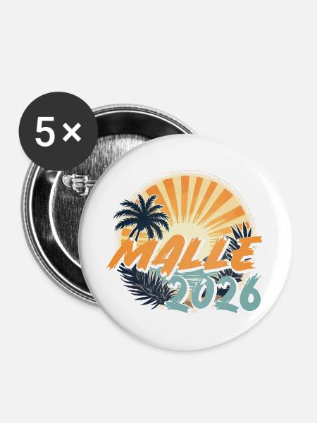 Malle 2026 - Buttons groß 56 mm (5er Pack) - Weiß