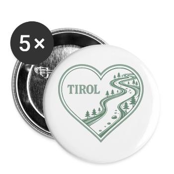 Tirol Herz Alpenweg - Buttons groß 56 mm (5er Pack) - Weiß - Vorne