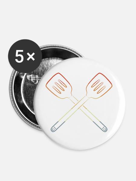 Schlitzlöffel Zeichnung - Buttons groß 56 mm (5er Pack) - Weiß