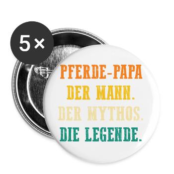 Reiten Papa Vater Pferdeliebhaber Reiterhof Pferde - Buttons groß 56 mm (5er Pack) - Weiß - Vorne