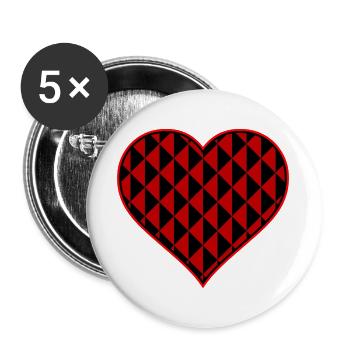 Heart with red triangle shapes - Buttons large 2.2''/56 mm (5-pack) - white - Front