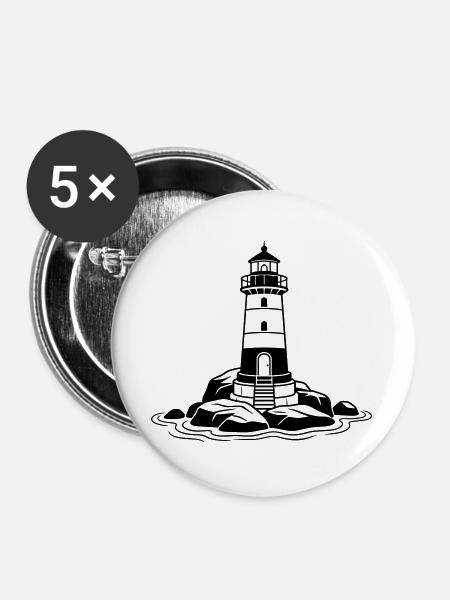 Leuchtturm - Buttons groß 56 mm (5er Pack) - Weiß