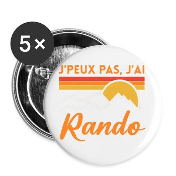 Rando Soleil Vintage Montagne randonnée rando - Lot de 5 grands badges (56 mm) - blanc - Devant