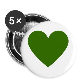Green Heart Design - Dark Green - Minimalist - Buttons large 2.2''/56 mm (5-pack) - white - Front