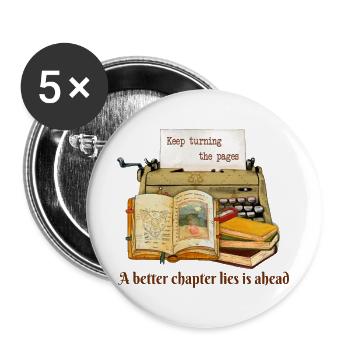 Continuez à tourner les pages - Lot de 5 grands badges (56 mm) - blanc - Devant