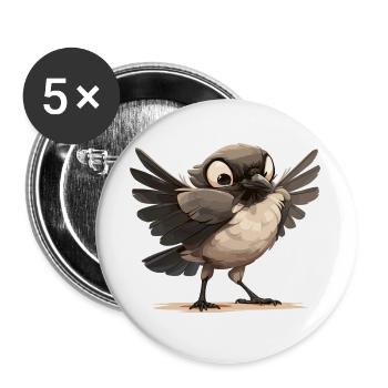 Elstern Elster - Buttons groß 56 mm (5er Pack) - Weiß - Vorne