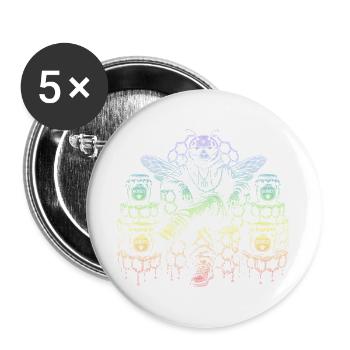 abeille - Lot de 5 grands badges (56 mm) - blanc - Devant