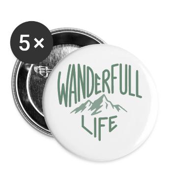 Wanderfull Life, Funny Pun Hiking - Buttons large 2.2''/56 mm (5-pack) - white - Front