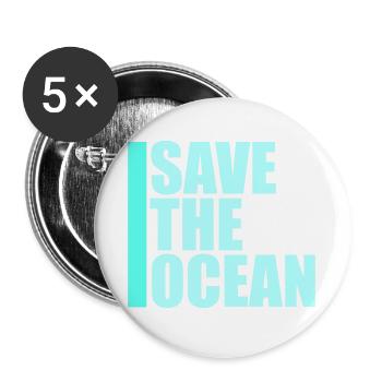 Save The Ocean Ocean Activism Environment Statement - Buttons large 2.2''/56 mm (5-pack) - white - Front