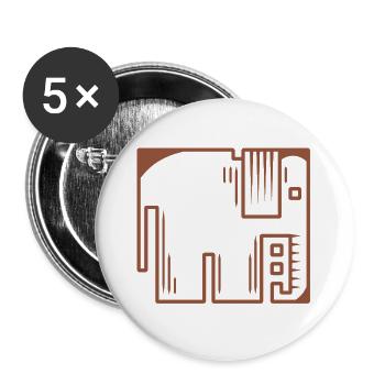 Elefant - Buttons groß 56 mm (5er Pack) - Weiß - Vorne