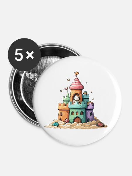 Sandkastenstern Abenteuer - Buttons groß 56 mm (5er Pack) - Weiß