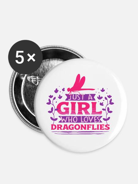Libelle Libellen - Buttons groß 56 mm (5er Pack) - Weiß