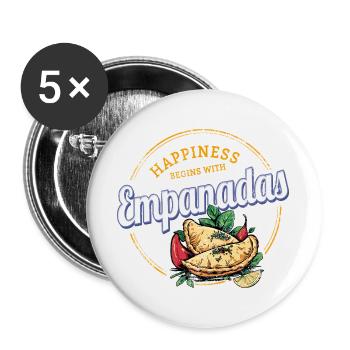 Empanada Snack Vintage Spain Retro Dumplings - Buttons large 2.2''/56 mm (5-pack) - white - Front
