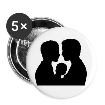 Silhouette familiale Les parents Enfants aiment ensemble - Lot de 5 grands badges (56 mm) - blanc - Devant