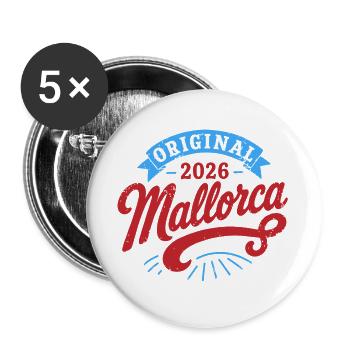 Malle 2026 Original 2026 Mallorca - Buttons groß 56 mm (5er Pack) - Weiß - Vorne