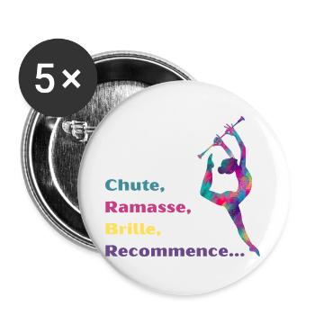 Chute-_Ramasse-_Recommence-- - Lot de 5 grands badges (56 mm) - blanc - Devant