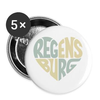 Regensburg Heart Design - Buttons large 2.2''/56 mm (5-pack) - white - Front