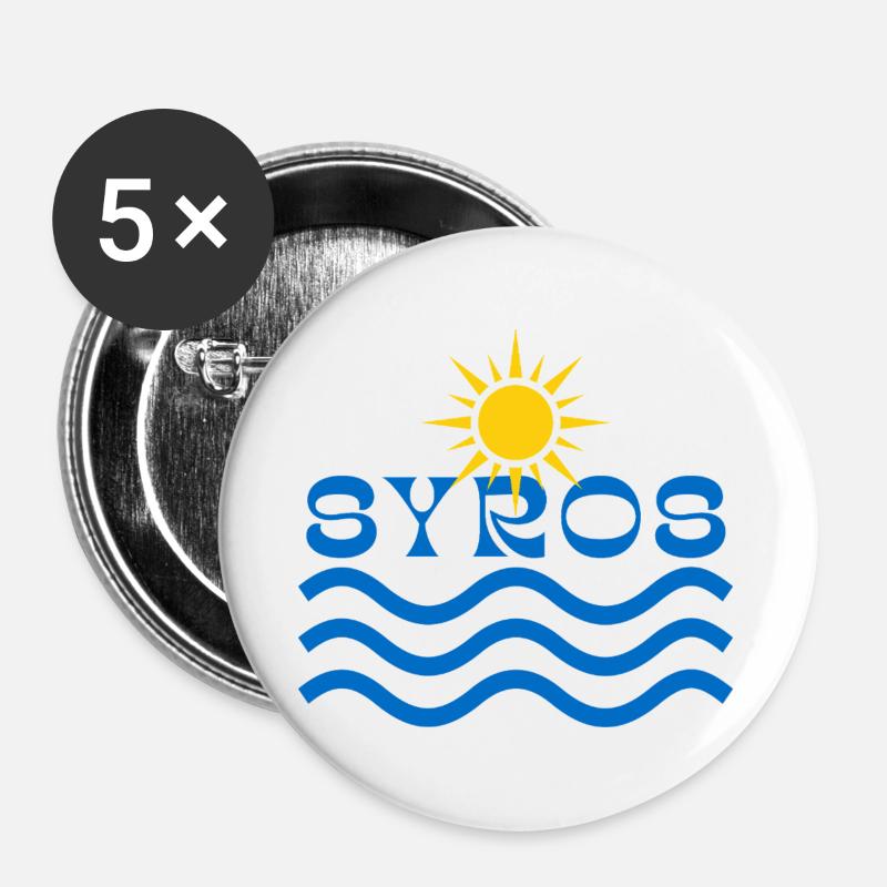 Syros Sun and Waves - Buttons large 2.2''/56 mm (5-pack) - white