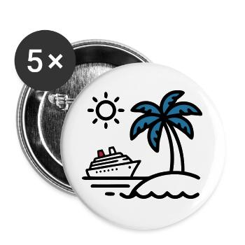 Vacances de Palm à Cruise Island - Lot de 5 grands badges (56 mm) - blanc - Devant