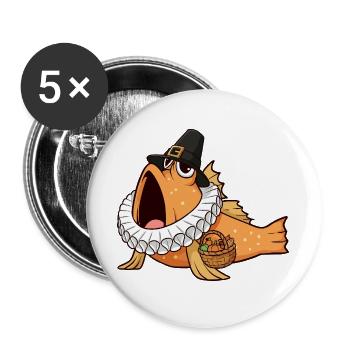 Kawaii Schlammspringer – Thanksgiving - Buttons groß 56 mm (5er Pack) - Weiß - Vorne