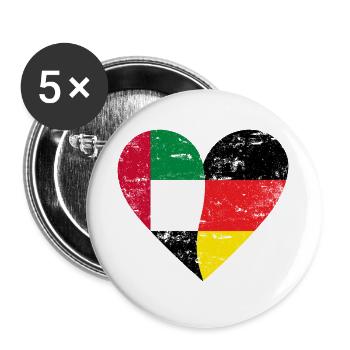 UAE Germany Heart Used - Buttons groß 56 mm (5er Pack) - Weiß - Vorne