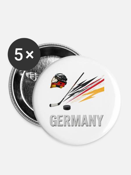 Deutschland Eishockey Kraft - Buttons groß 56 mm (5er Pack) - Weiß