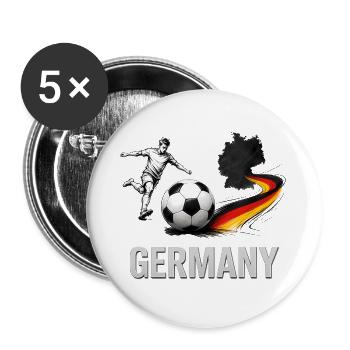Germany Kick Fußballflagge Kunst - Buttons groß 56 mm (5er Pack) - Weiß - Vorne