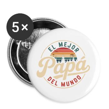 l Mejor Papá del Mundo Vintage Sunset - Buttons groß 56 mm (5er Pack) - Weiß - Vorne
