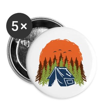 Wandern Berg Natur Zelten Camping  wald Geschenk - Buttons groß 56 mm (5er Pack) - Weiß - Vorne