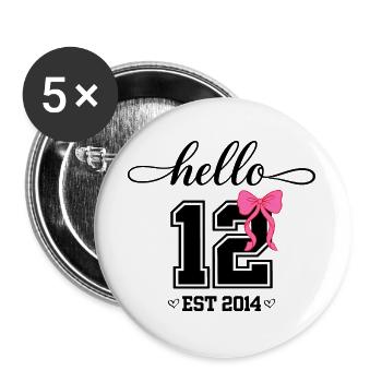 Hello 12 Est 2014 Coquette Bow Girl Birth - Buttons large 2.2''/56 mm (5-pack) - white - Front