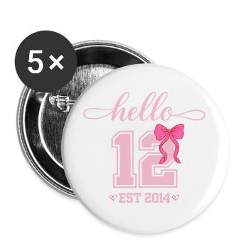 Hello 12 Est 2014 Coquette Bow Girl Birth - Buttons large 2.2''/56 mm (5-pack) - white - Front