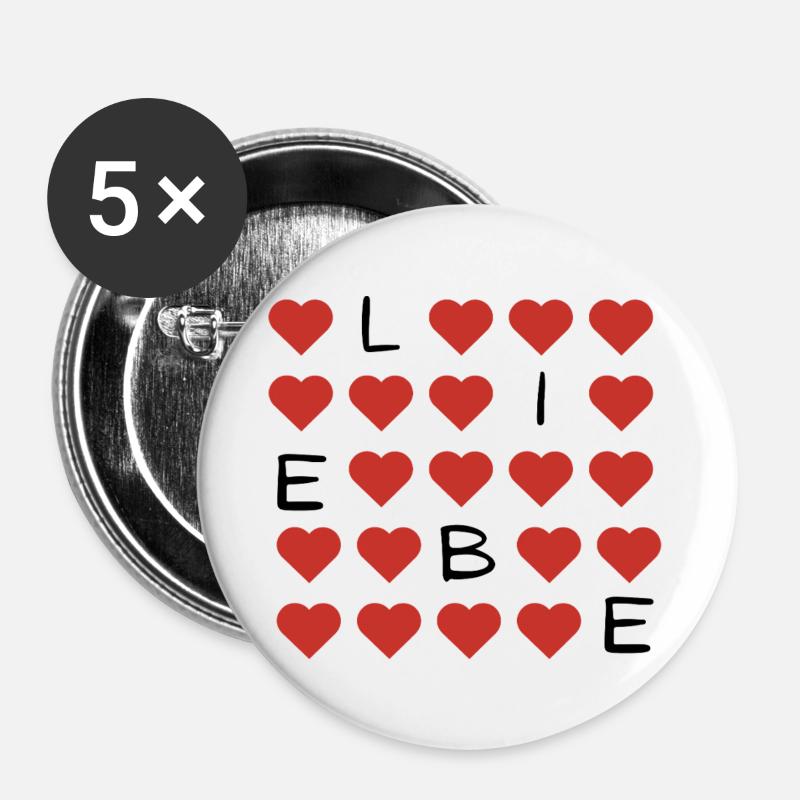 Red Heart Pattern Repeat - Buttons large 2.2''/56 mm (5-pack) - white