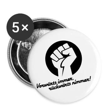 Vorwärts immer rückwärts nimmer v.1 - Buttons groß 56 mm (5er Pack) - Weiß - Vorne