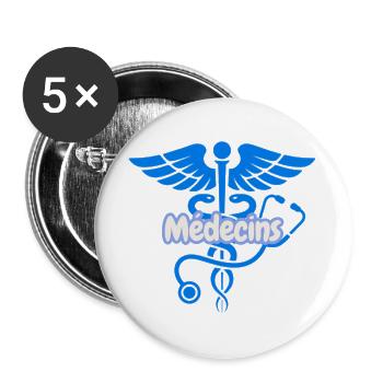 Médecins Caduceus Bleu  - Lot de 5 grands badges (56 mm) - blanc - Devant