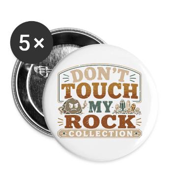 Géologue Ne Touche Pas à ma Collection de Roches - Lot de 5 grands badges (56 mm) - blanc - Devant